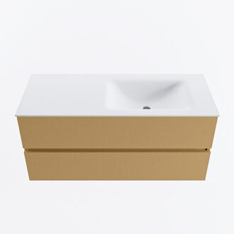 Mondiaz VICA 110cm badmeubel onderkast Oro 2 lades. Wastafel CLOUD rechts zonder kraangat, kleur Talc.