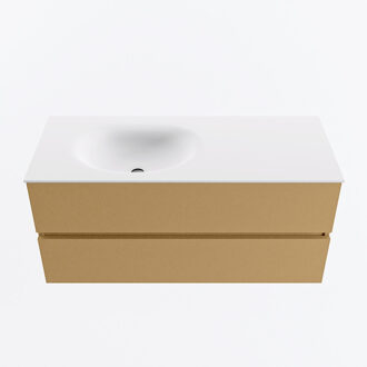 Mondiaz VICA 110cm badmeubel onderkast Oro 2 lades. Wastafel MOON links 1 kraangat, kleur Talc.