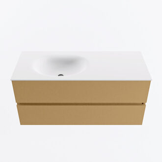 Mondiaz VICA 110cm badmeubel onderkast Oro 2 lades. Wastafel MOON links zonder kraangat, kleur Talc.