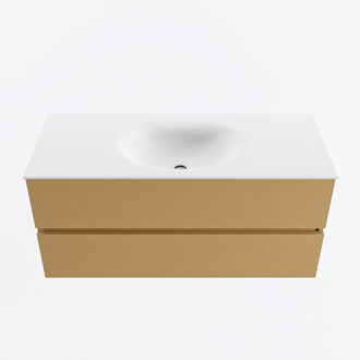 Mondiaz VICA 110cm badmeubel onderkast Oro 2 lades. Wastafel MOON midden 1 kraangat, kleur Talc.