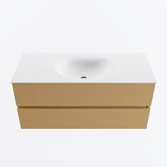 Mondiaz VICA 110cm badmeubel onderkast Oro 2 lades. Wastafel MOON midden zonder kraangat, kleur Talc.