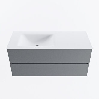 Mondiaz VICA 110cm badmeubel onderkast Plata 2 lades. Wastafel CLOUD links 1 kraangat, kleur Talc.