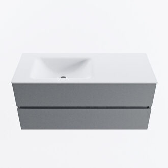 Mondiaz VICA 110cm badmeubel onderkast Plata 2 lades. Wastafel CLOUD links zonder kraangat, kleur Talc.