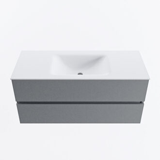 Mondiaz VICA 110cm badmeubel onderkast Plata 2 lades. Wastafel CLOUD midden zonder kraangat, kleur Talc.