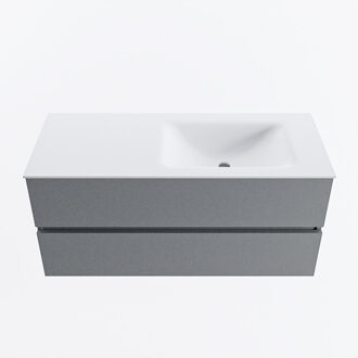 Mondiaz VICA 110cm badmeubel onderkast Plata 2 lades. Wastafel CLOUD rechts 1 kraangat, kleur Talc.