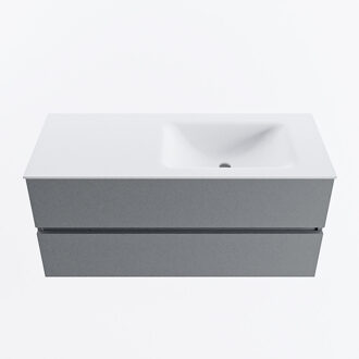 Mondiaz VICA 110cm badmeubel onderkast Plata 2 lades. Wastafel CLOUD rechts zonder kraangat, kleur Talc.