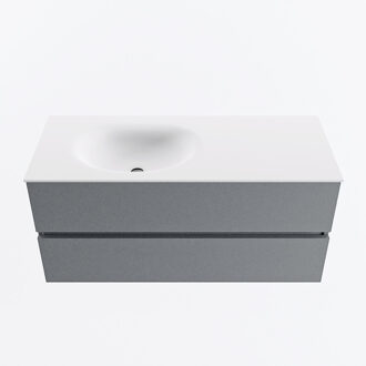 Mondiaz VICA 110cm badmeubel onderkast Plata 2 lades. Wastafel MOON links 1 kraangat, kleur Talc.