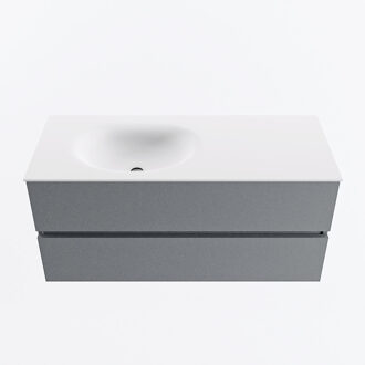 Mondiaz VICA 110cm badmeubel onderkast Plata 2 lades. Wastafel MOON links zonder kraangat, kleur Talc.