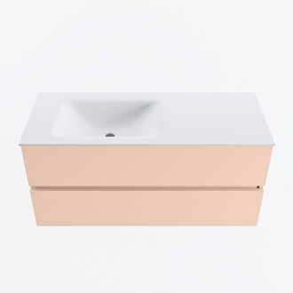Mondiaz VICA 110cm badmeubel onderkast Rosee 2 lades. Wastafel CLOUD links 1 kraangat, kleur Talc.
