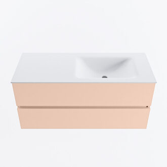 Mondiaz VICA 110cm badmeubel onderkast Rosee 2 lades. Wastafel CLOUD rechts 1 kraangat, kleur Talc.