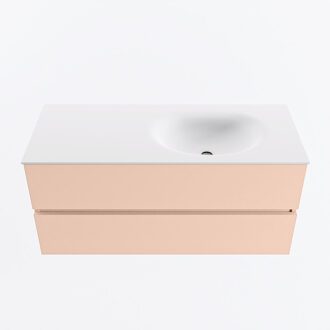 Mondiaz VICA 110cm badmeubel onderkast Rosee 2 lades. Wastafel MOON rechts 1 kraangat, kleur Talc.