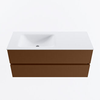 Mondiaz VICA 110cm badmeubel onderkast Rust 2 lades. Wastafel CLOUD links 1 kraangat, kleur Talc.