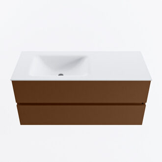 Mondiaz VICA 110cm badmeubel onderkast Rust 2 lades. Wastafel CLOUD links zonder kraangat, kleur Talc.