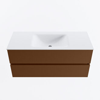 Mondiaz VICA 110cm badmeubel onderkast Rust 2 lades. Wastafel CLOUD midden zonder kraangat, kleur Talc.