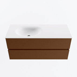 Mondiaz VICA 110cm badmeubel onderkast Rust 2 lades. Wastafel MOON links 1 kraangat, kleur Talc.