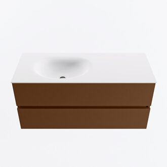 Mondiaz VICA 110cm badmeubel onderkast Rust 2 lades. Wastafel MOON links zonder kraangat, kleur Talc.