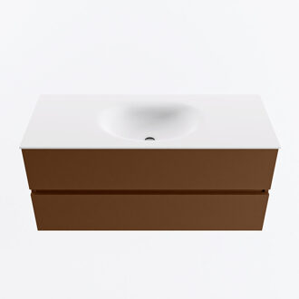 Mondiaz VICA 110cm badmeubel onderkast Rust 2 lades. Wastafel MOON midden 1 kraangat, kleur Talc.