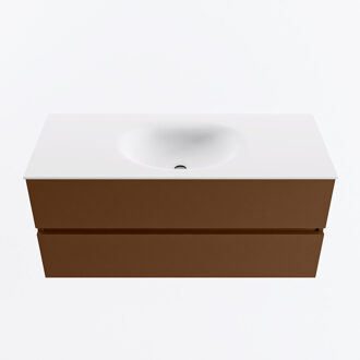 Mondiaz VICA 110cm badmeubel onderkast Rust 2 lades. Wastafel MOON midden zonder kraangat, kleur Talc.