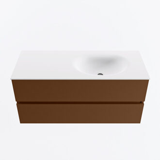 Mondiaz VICA 110cm badmeubel onderkast Rust 2 lades. Wastafel MOON rechts 1 kraangat, kleur Talc.