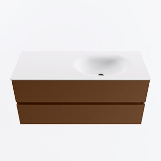 Mondiaz VICA 110cm badmeubel onderkast Rust 2 lades. Wastafel MOON rechts zonder kraangat, kleur Talc.