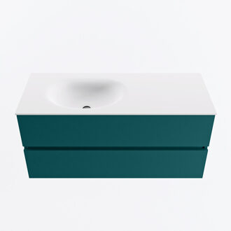 Mondiaz VICA 110cm badmeubel onderkast Smag 2 lades. Wastafel MOON links 1 kraangat, kleur Talc.