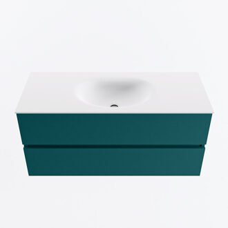 Mondiaz VICA 110cm badmeubel onderkast Smag 2 lades. Wastafel MOON midden 1 kraangat, kleur Talc.