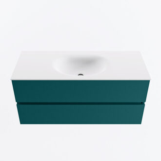 Mondiaz VICA 110cm badmeubel onderkast Smag 2 lades. Wastafel MOON midden zonder kraangat, kleur Talc.