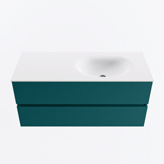 Mondiaz VICA 110cm badmeubel onderkast Smag 2 lades. Wastafel MOON rechts zonder kraangat, kleur Talc.