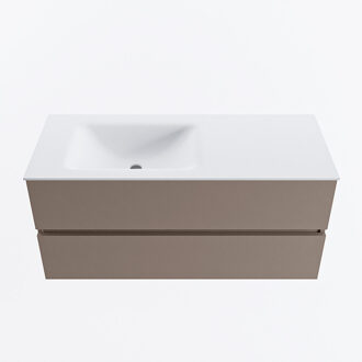 Mondiaz VICA 110cm badmeubel onderkast Smoke 2 lades. Wastafel CLOUD links 1 kraangat, kleur Talc.