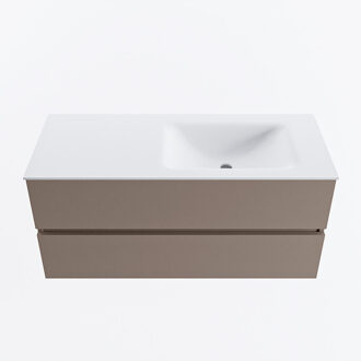 Mondiaz VICA 110cm badmeubel onderkast Smoke 2 lades. Wastafel CLOUD rechts 1 kraangat, kleur Talc.