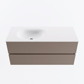 Mondiaz VICA 110cm badmeubel onderkast Smoke 2 lades. Wastafel MOON links 1 kraangat, kleur Talc.