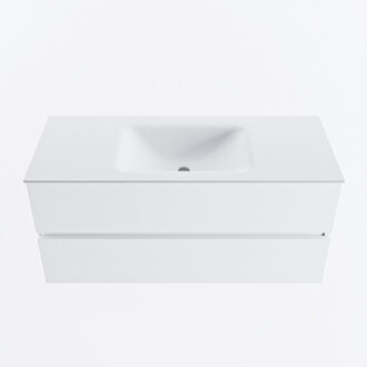 Mondiaz VICA 110cm badmeubel onderkast Talc 2 lades. Wastafel CLOUD midden 1 kraangat, kleur Talc.