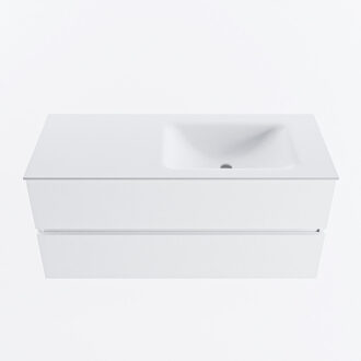 Mondiaz VICA 110cm badmeubel onderkast Talc 2 lades. Wastafel CLOUD rechts 1 kraangat, kleur Talc.