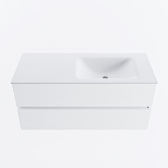 Mondiaz VICA 110cm badmeubel onderkast Talc 2 lades. Wastafel CLOUD rechts zonder kraangat, kleur Talc.