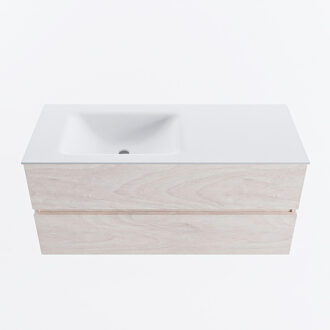 Mondiaz VICA 110cm badmeubel onderkast Underlayment 2 lades. Wastafel CLOUD links 1 kraangat, kleur Talc.