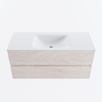 Mondiaz VICA 110cm badmeubel onderkast Underlayment 2 lades. Wastafel CLOUD midden zonder kraangat, kleur Talc.