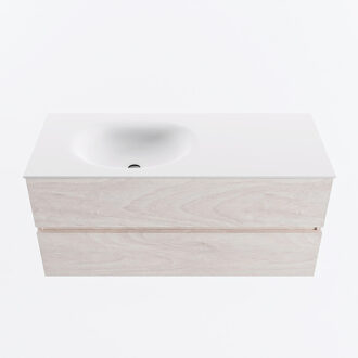 Mondiaz VICA 110cm badmeubel onderkast Underlayment 2 lades. Wastafel MOON links 1 kraangat, kleur Talc.
