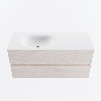 Mondiaz VICA 110cm badmeubel onderkast Underlayment 2 lades. Wastafel MOON links zonder kraangat, kleur Talc.