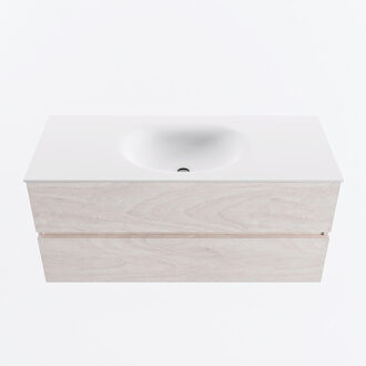 Mondiaz VICA 110cm badmeubel onderkast Underlayment 2 lades. Wastafel MOON midden 1 kraangat, kleur Talc.