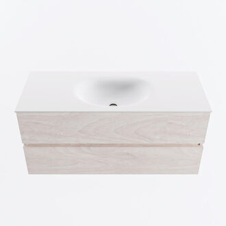 Mondiaz VICA 110cm badmeubel onderkast Underlayment 2 lades. Wastafel MOON midden zonder kraangat, kleur Talc.