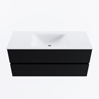 Mondiaz VICA 110cm badmeubel onderkast Urban 2 lades. Wastafel CLOUD midden 1 kraangat, kleur Talc.