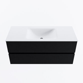 Mondiaz VICA 110cm badmeubel onderkast Urban 2 lades. Wastafel CLOUD midden zonder kraangat, kleur Talc.