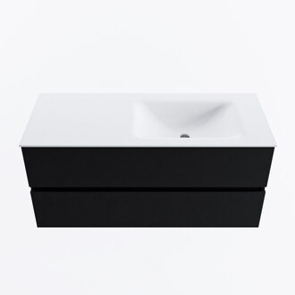 Mondiaz VICA 110cm badmeubel onderkast Urban 2 lades. Wastafel CLOUD rechts zonder kraangat, kleur Talc.