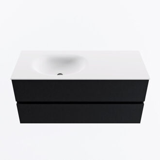 Mondiaz VICA 110cm badmeubel onderkast Urban 2 lades. Wastafel MOON links zonder kraangat, kleur Talc.