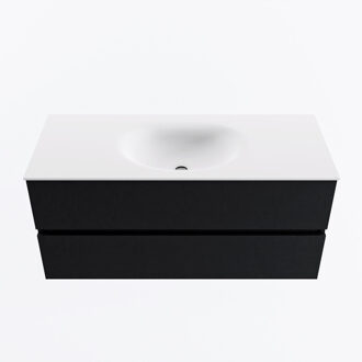 Mondiaz VICA 110cm badmeubel onderkast Urban 2 lades. Wastafel MOON midden 1 kraangat, kleur Talc.