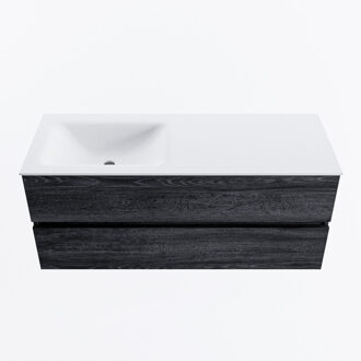 Mondiaz VICA 120cm badmeubel onderkast Antracite 2 lades. Wastafel CLOUD links zonder kraangat, kleur Talc.