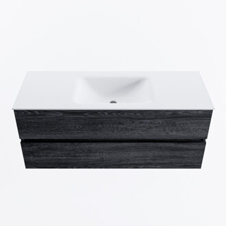 Mondiaz VICA 120cm badmeubel onderkast Antracite 2 lades. Wastafel CLOUD midden 1 kraangat, kleur Talc.