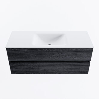 Mondiaz VICA 120cm badmeubel onderkast Antracite 2 lades. Wastafel CLOUD midden zonder kraangat, kleur Talc.