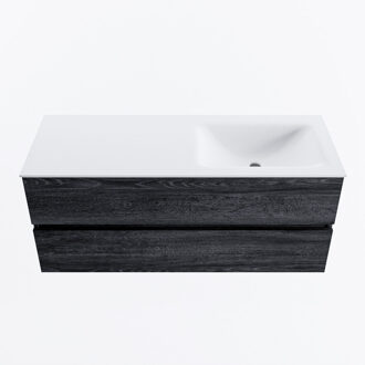 Mondiaz VICA 120cm badmeubel onderkast Antracite 2 lades. Wastafel CLOUD rechts zonder kraangat, kleur Talc.