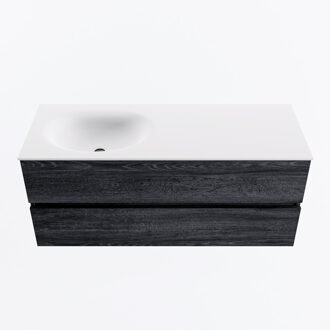 Mondiaz VICA 120cm badmeubel onderkast Antracite 2 lades. Wastafel MOON links zonder kraangat, kleur Talc.